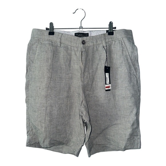 Bloomingdales Mens Gray Houndstooth Linen Shorts, Size 33 - Picture 1 of 7